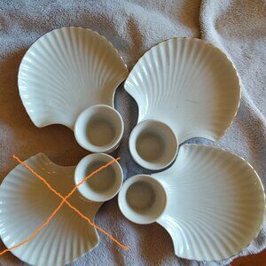3 Shell Shaped Plates Dipping Appetizer Serving